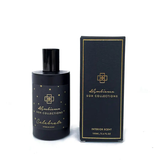 Black interior scent diffuser and packaging for Celebrate Interior Scent diffuser product