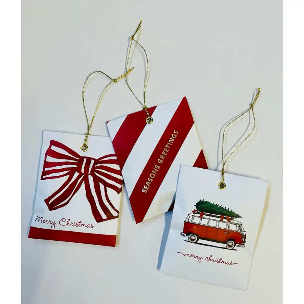 Festive Christmas gift tags with seasonal designs for the Festive Scented Sachets diffuser