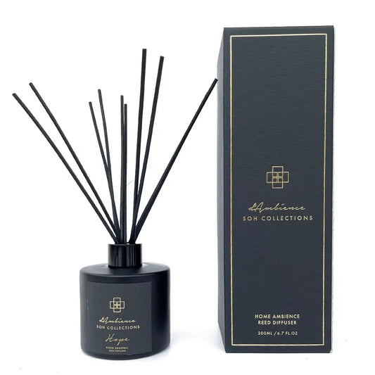 Hope Reed Diffuser with matching box, elegant black reed diffuser for home decor